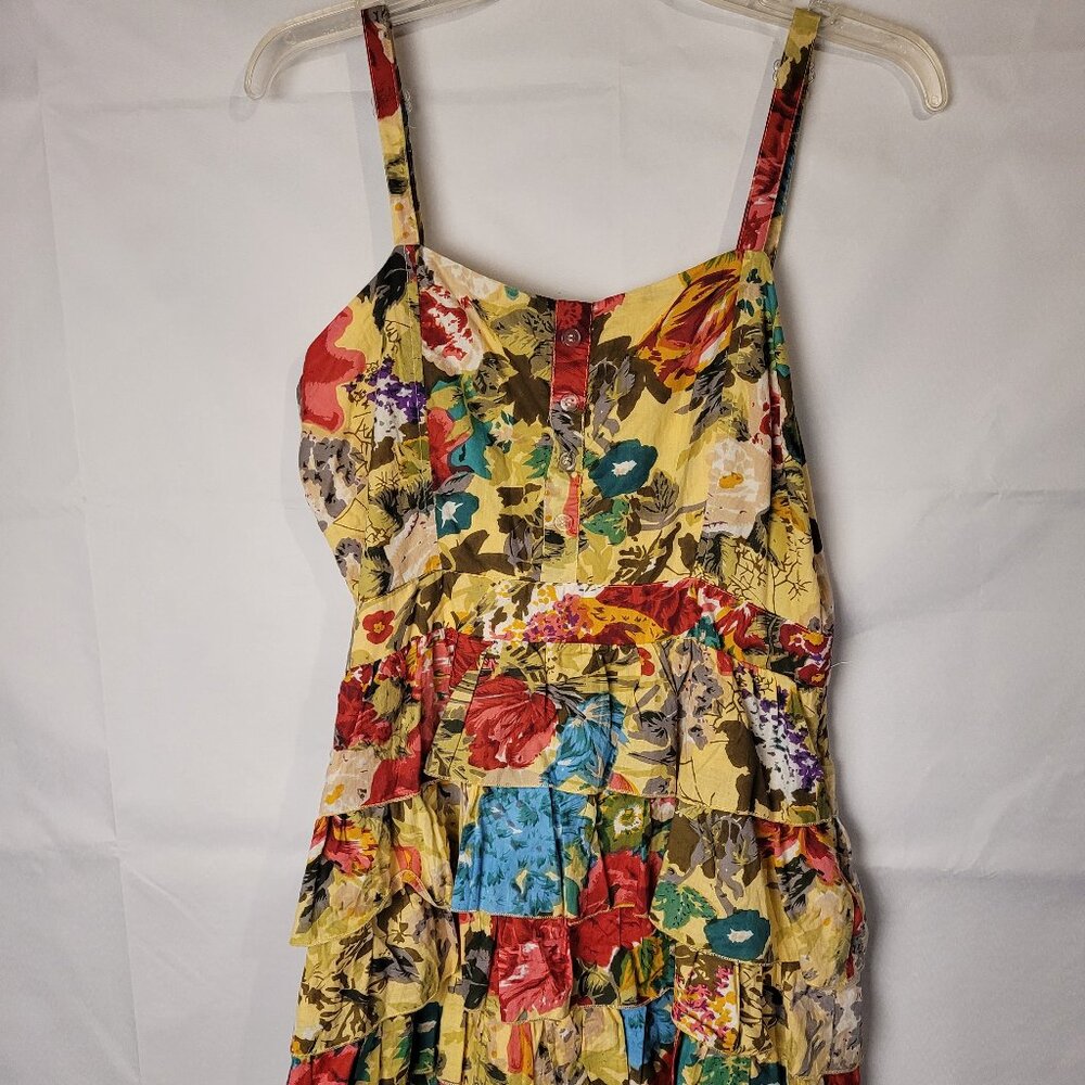 WOMAN'S ARGEE SLEEVELESS DRESS. 100% COTTON.BOHO ABSTRACT Floral PRINT.SZ L